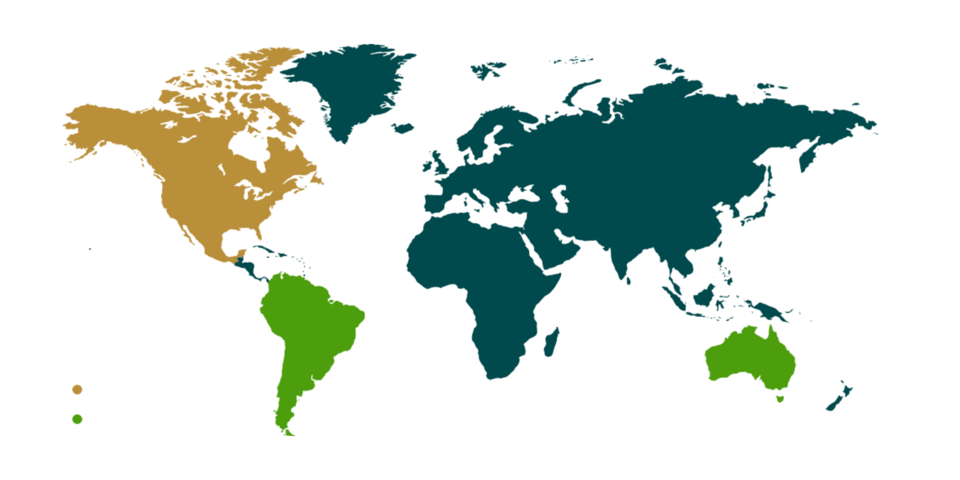 Mapa da presença global da Nutrien