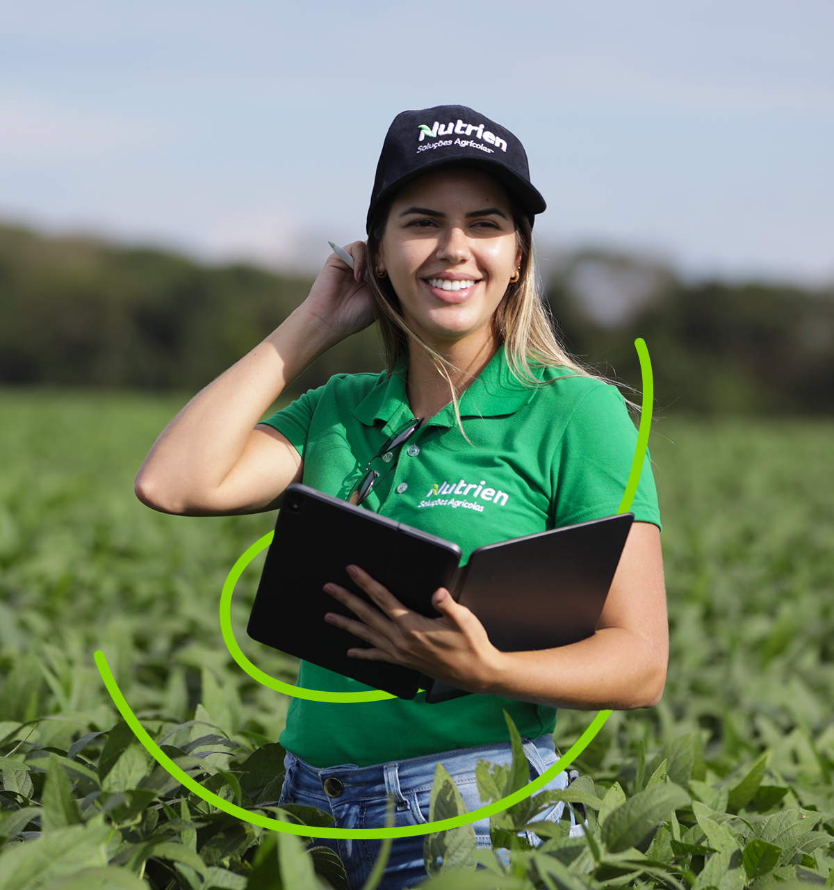 Agricultora da Nutrien no campo